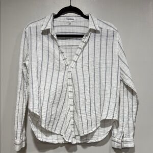 Heartloom White and Blue Striped One Snap Down Shirt 2Ply 100% Cotton Shirt